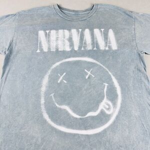 Nirvana Band Concert Smiley T-Shirt L Vintage Rock Mineral Acid Wash Y2K Cobain